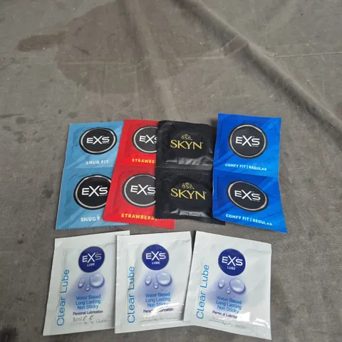 LARGE QUANTITY OF APPROXIMATELY 50 ASSORTED CONDOMS AND LUBE SACHETS