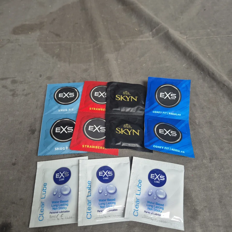 LARGE QUANTITY OF APPROXIMATELY 50 ASSORTED CONDOMS AND LUBE SACHETS