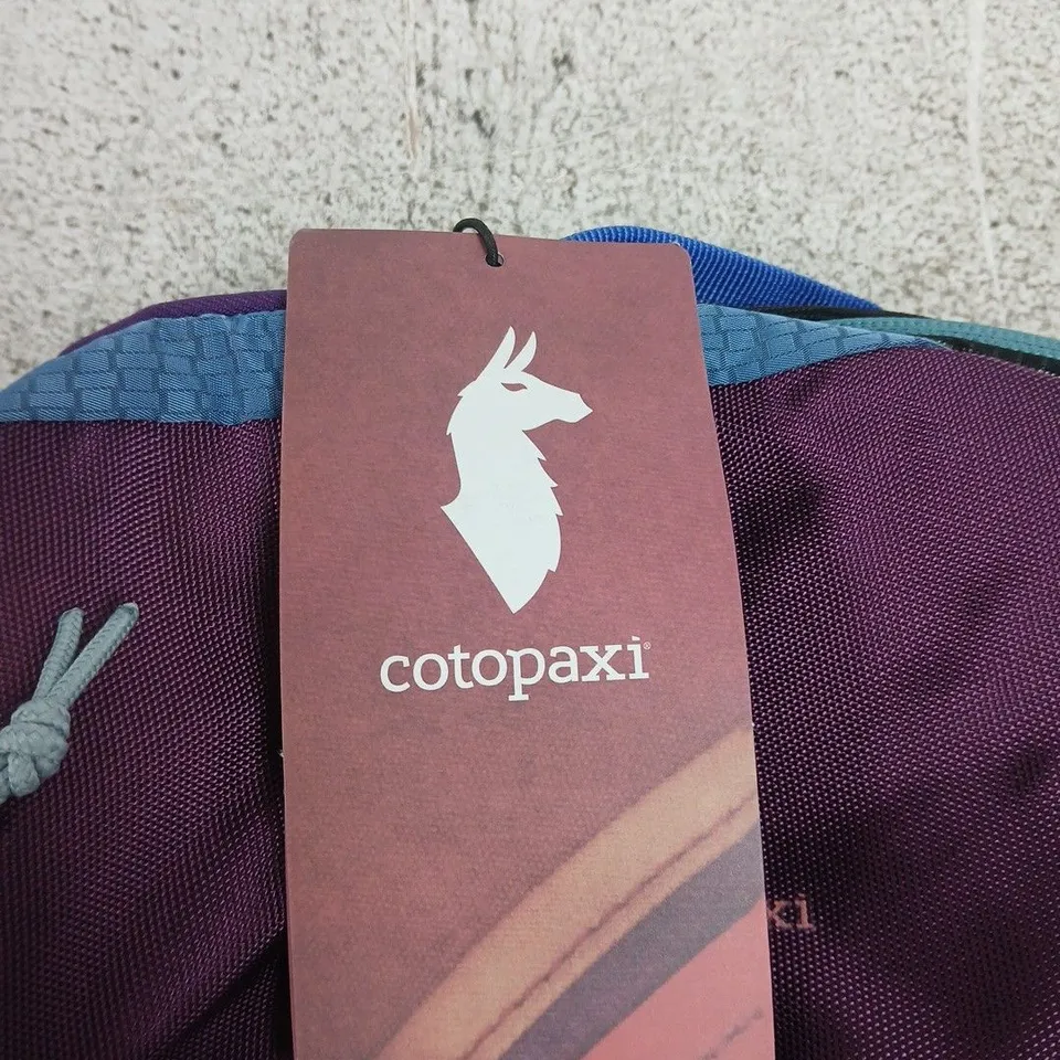 COTOPAXI COLOUR-BLOCK BACKPACK WITH TAG ATTACHED