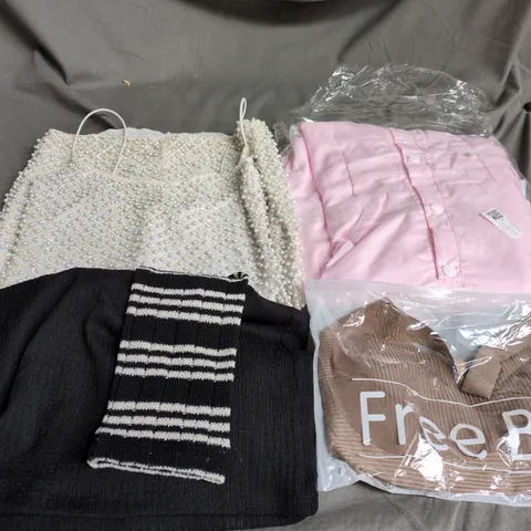 APPROXIMATELY 20 ASSORTED CLOTHING PRODUCTS IN VARIOUS STYLES & SIZES TO INCLUDE PANTS, T-SHIRTS, DRESSES ETC