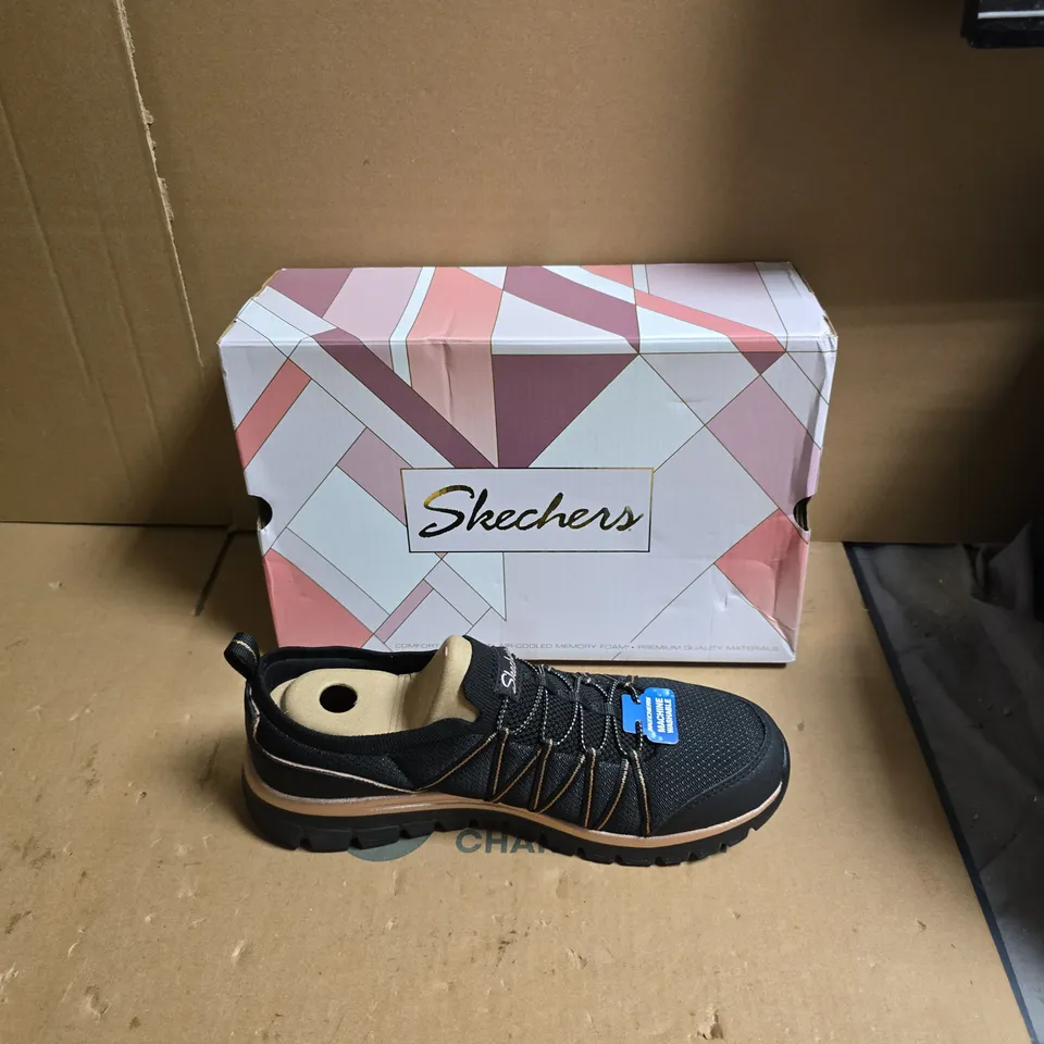 SKECHERS BLACK ATHLETIC SHOES – BOXED - UK SIZE 8 