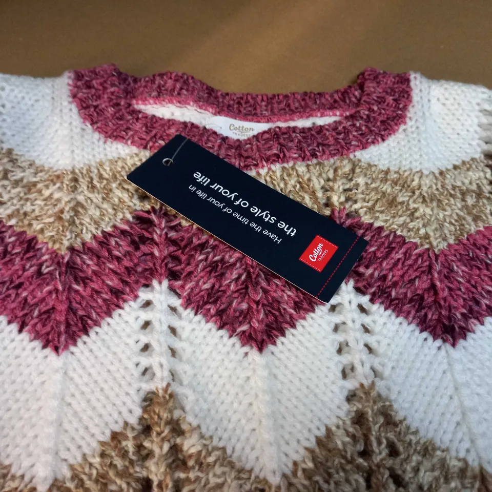 COTTON TRADER PINK BLUSH KNITTED JUMPER - SIZE 12