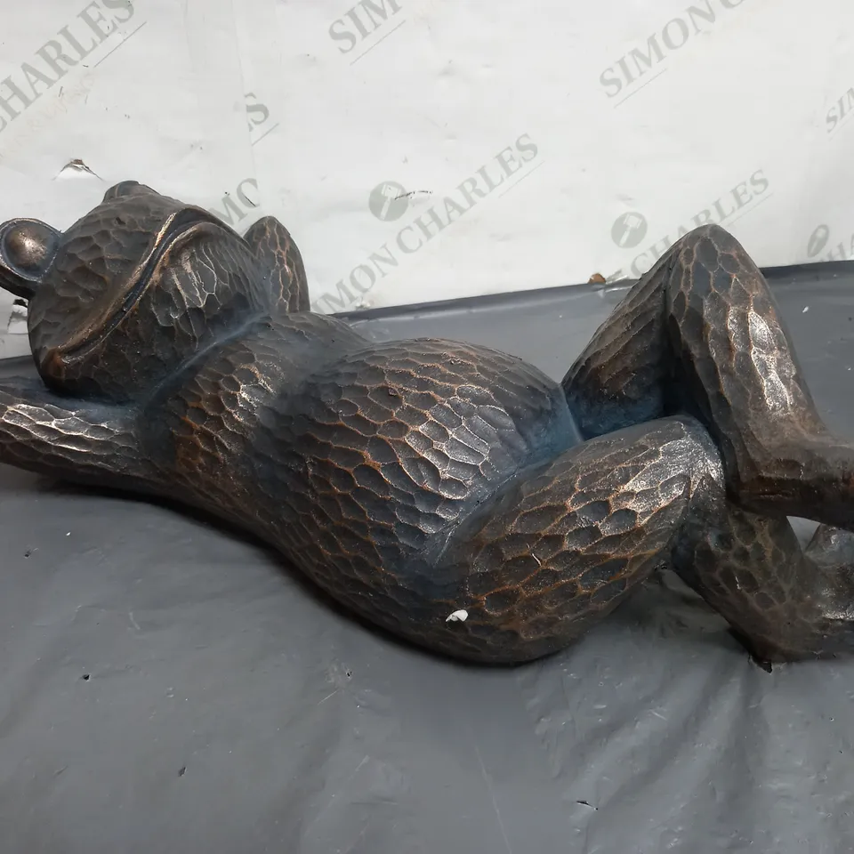 GAZING FROG BRONZE STYLE SCULPTURE 