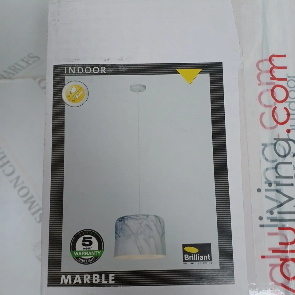 BOXED BRILLIANT 1 LIGHT CEILING PENDANT METAL GREY/WHITE