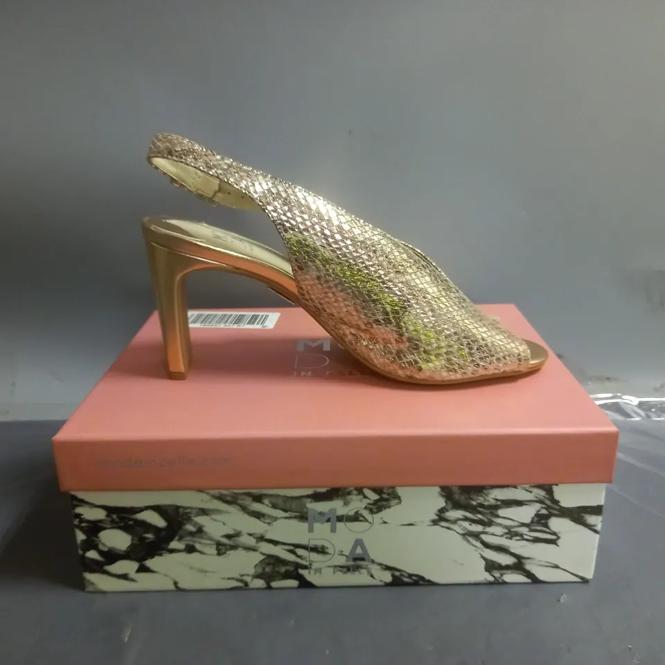 MODA IN PELLE CHRISSI SNAKE PRINT SLING BACK SANDALS ROSE GOLD SIZE EU 40