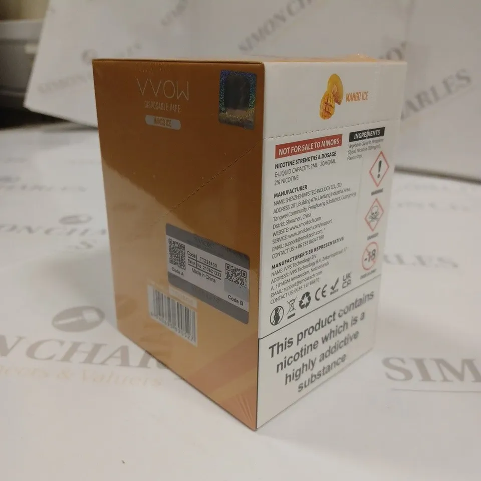 SEALED SMOK VVOW 10-PACK OF DISPOSABLE VAPES - MANGO ICE