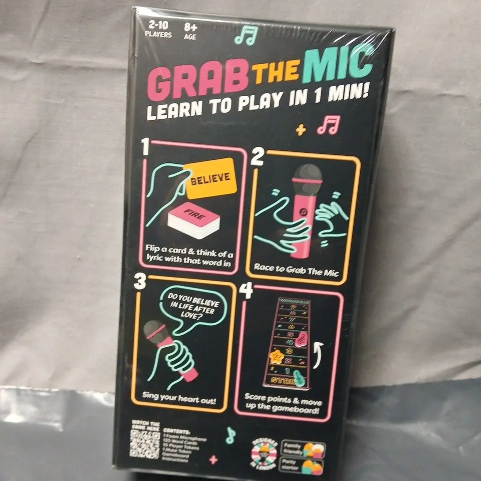 SEALED GRAB THE MIC KARAOKE PARTY GAME - FOAM MIC INCLUDED, 2-10 PLAYERS