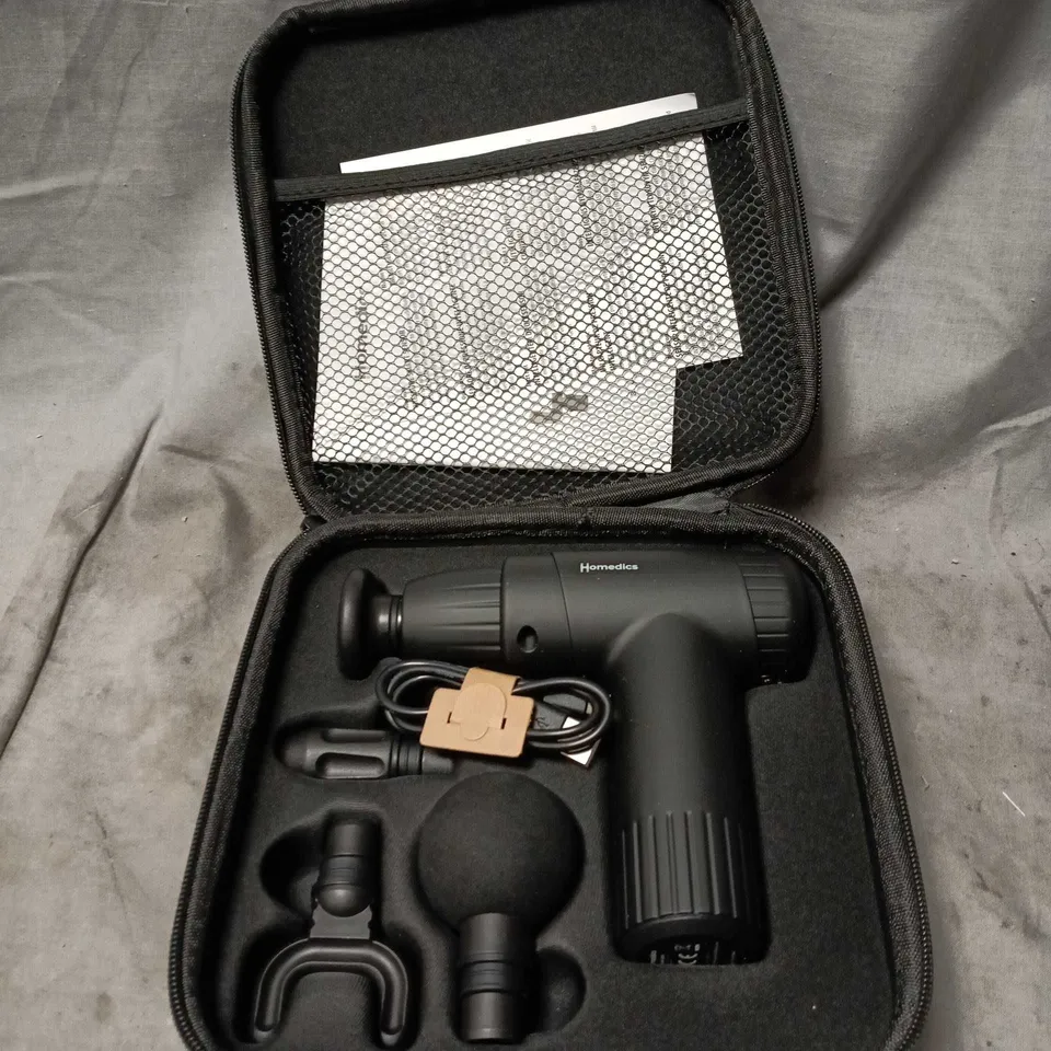 HOMEDICS NOVO MINI MASSAGE GUN, WITH TRAVEL CASE. BOXED