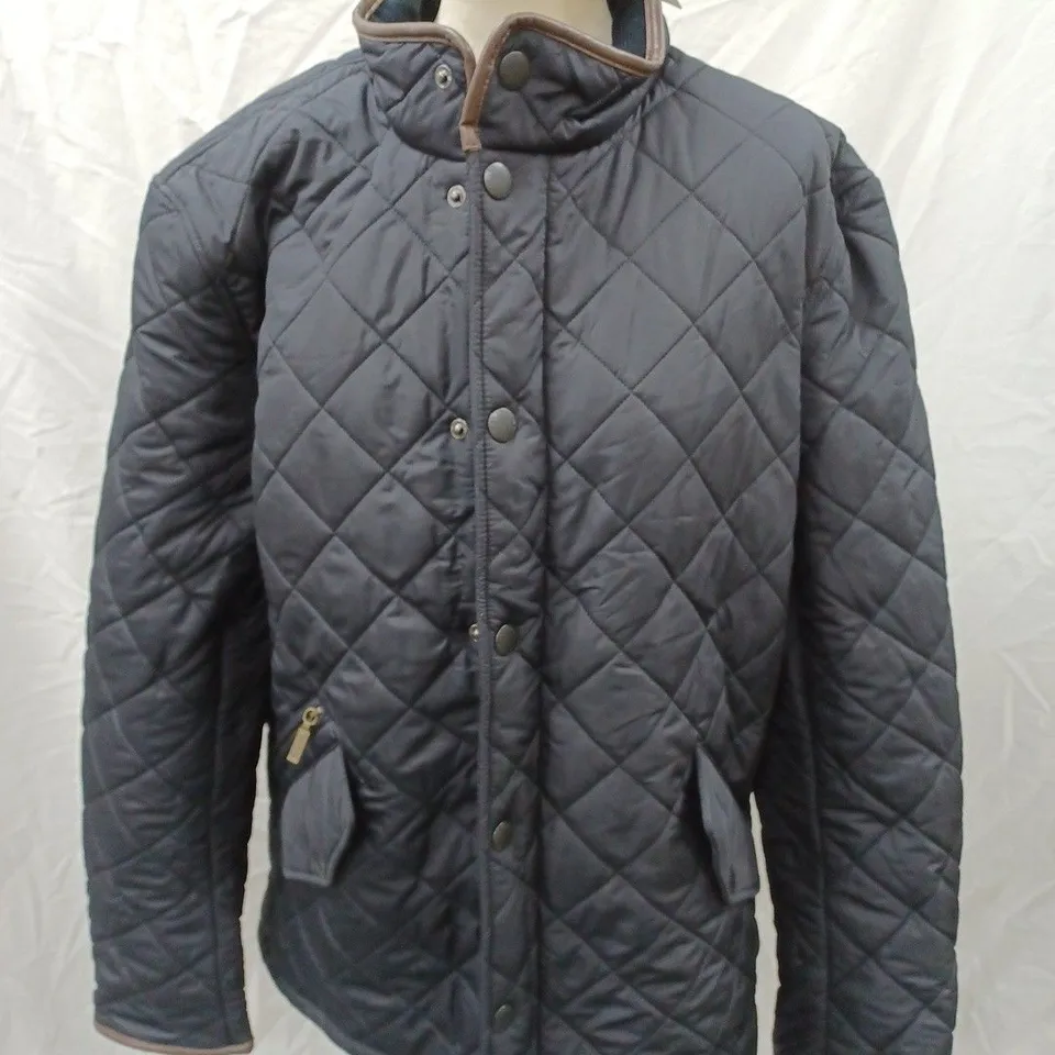 BARBOUR POWELL MENS QUILTED JACKET, NAVY - SIZE L