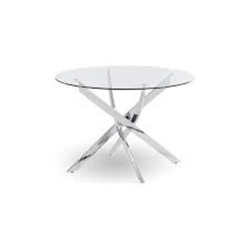 BOXED DETROIT 110cm GLASS DINING TABLE (2 BOXES)