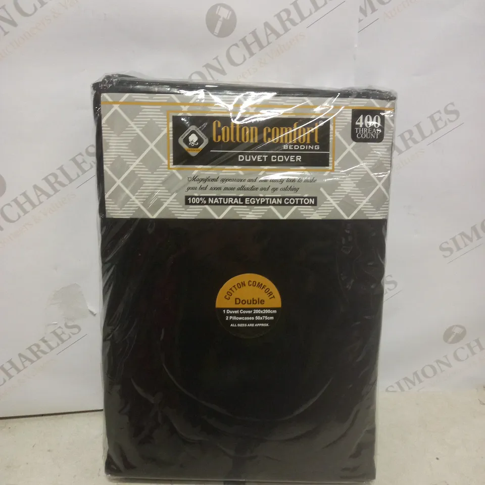 COTTON COMFORT BEDDING DUVET COVER BLACK DOUBLE 
