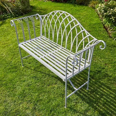 BOXED WILLOW METAL OUTDOOR GARDEN BENCH