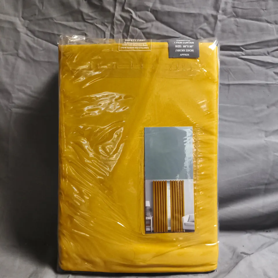 UNBRANDED EYELET THERMAL BLACKOUT CURTAINS IN MUSTARD (66"X90")