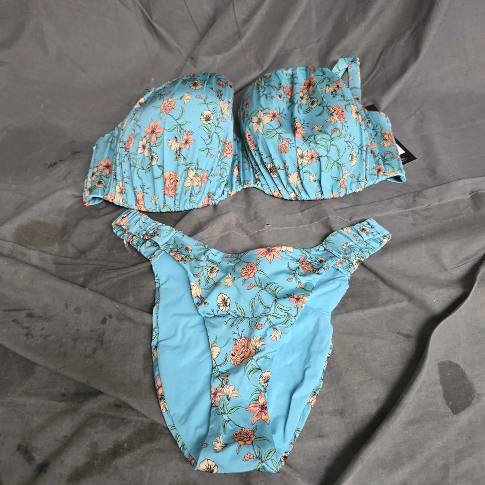 BOUX AVENUE CORTANA BIKINI TOP & BOTTOMS IN GREEN MIX SIZE 36G/12