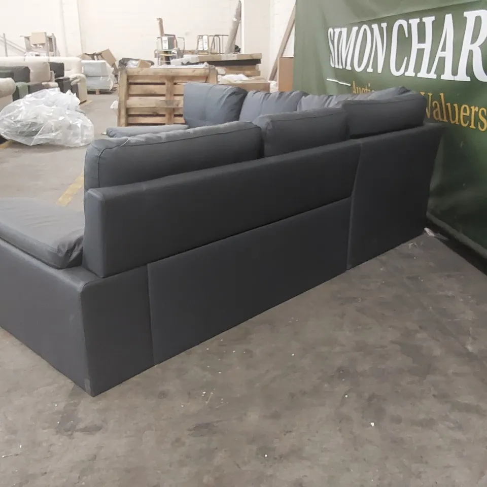 QUALITY DESIGNER GREY FAUX LEATHER CORNER SOFA 