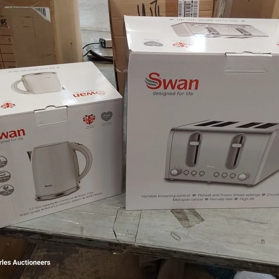 SWAN KETTLE & TOASTER 4-SLICE TWIN PACK - WHITE RRP £49.99