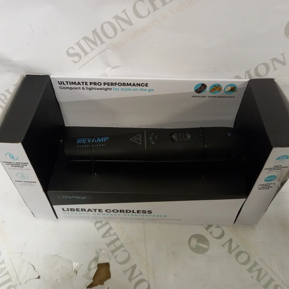 BOXED REVAMP LIBERATE CORDLESS CERAMIC COMPACT STRAIGHTENER 