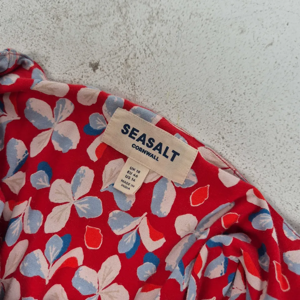 SEASALT CORNWALL WOMEN'S RED FLORAL DRESS, UK 18 (EU 46, US 14)