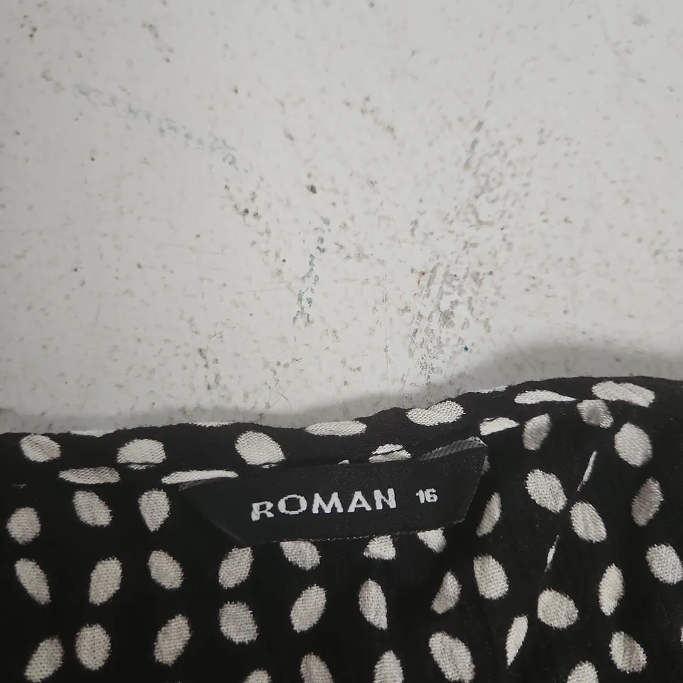 ROMAN POLKA-DOT GEO TASSEL-NECK TOP UK 16  