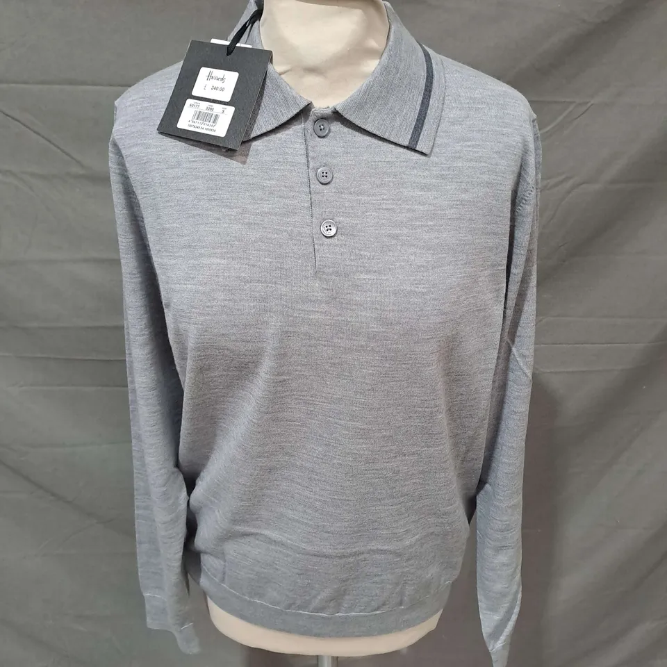 FALKE LONG SLEEVE POLO TOP IN GREY SIZE S