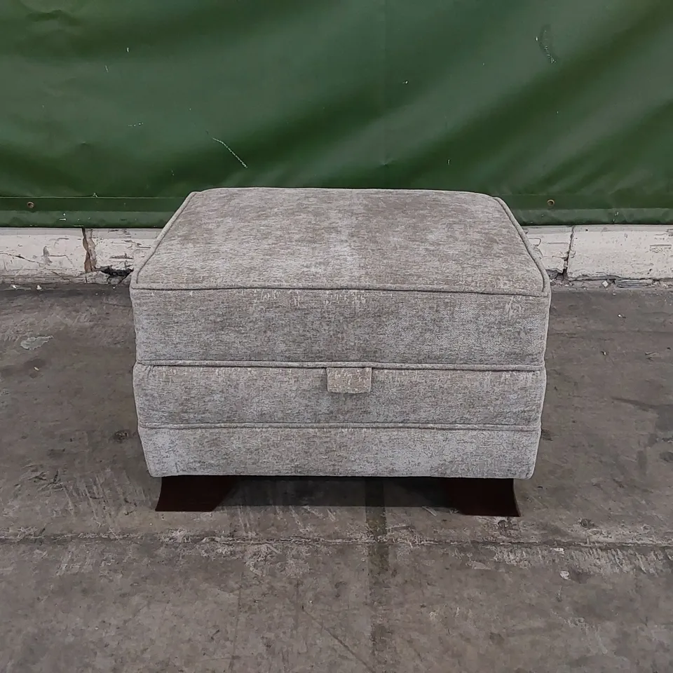 DESIGNER GREY FABRIC STORAGE FOOTSTOOL (1 ITEM)