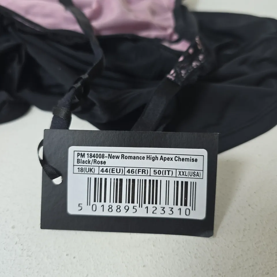 POUR MOI? NEW ROMANCE HIGH APEX CHEMISE BLACK/ROSE SIZE 18