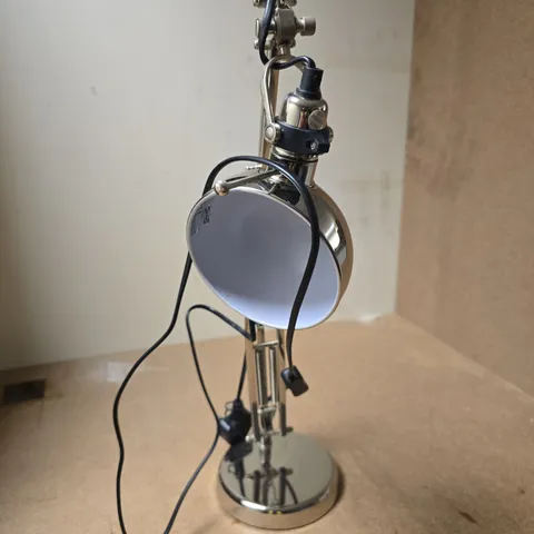 CHROME STUDIO DESK LAMP WITH CIRCULAR REFLECTOR SHADE, ADJUSTABLE ARM