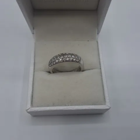 9CT WHITE GOLD HALF ETERNITY RING SET WITH NATURAL DIAMONDS