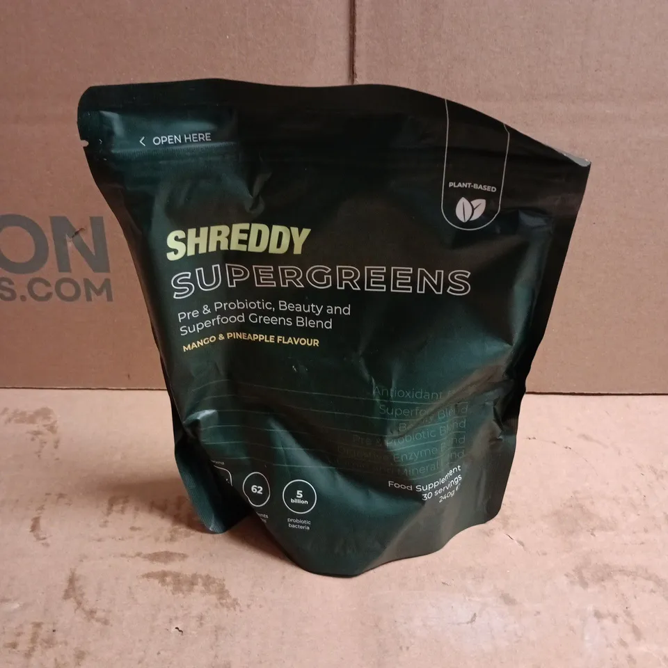 SHREDDY SUPERGREENS MANGO & PINEAPPLE FLAVOUR (240G)