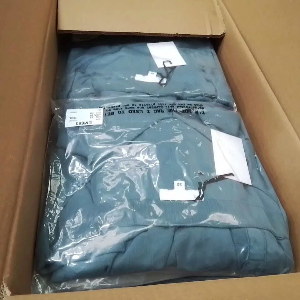 BOXED BRAND NEW APPROXIMATELY 45 SIMPLY BE RUFFLE BLOUSE TEAL SIZE 12