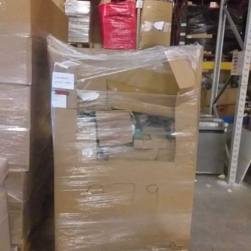 PALLET OF ASSORTED ITEMS INCLUDING KKTONER BAR TABLE, MASS DYNAMIC MUTE SEAT COVER, 8 AM ADJUSTABLE LAPTOP STAND, ACCSTORE DRYING RACK, AIFEEL STAND MIXER, ALPHA CAMP MOON CHAIR