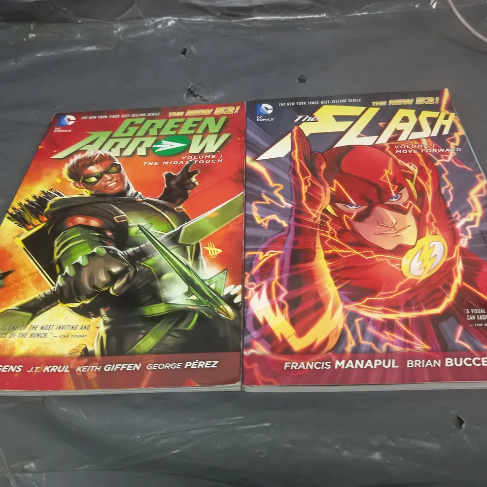 LOT OF 4 DC COMICS BOOKS INCLUDES BATMAN KNIGHTFALL VOL 1&2 AND GREEN ARROW AND THE FLASH VOLUME 1