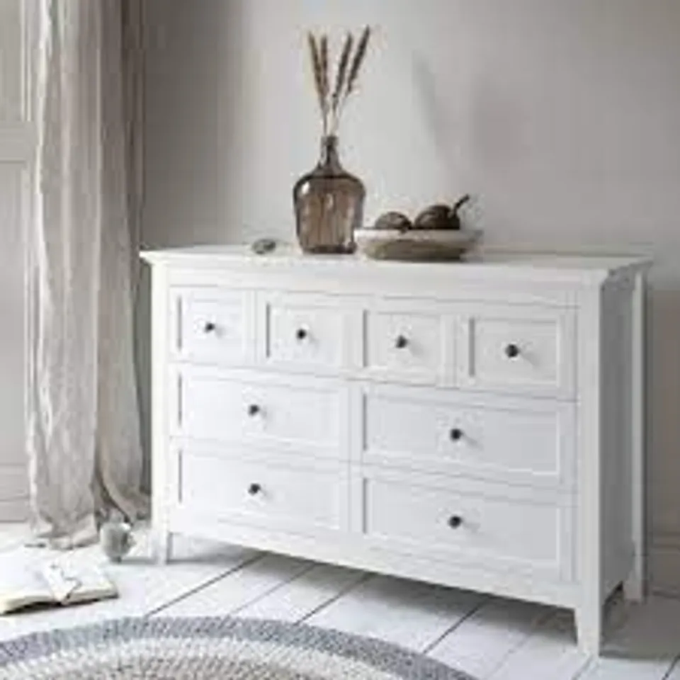 BOXED KARLSTAD 8 DRAWER CHEST IN WHITE - 1 BOX