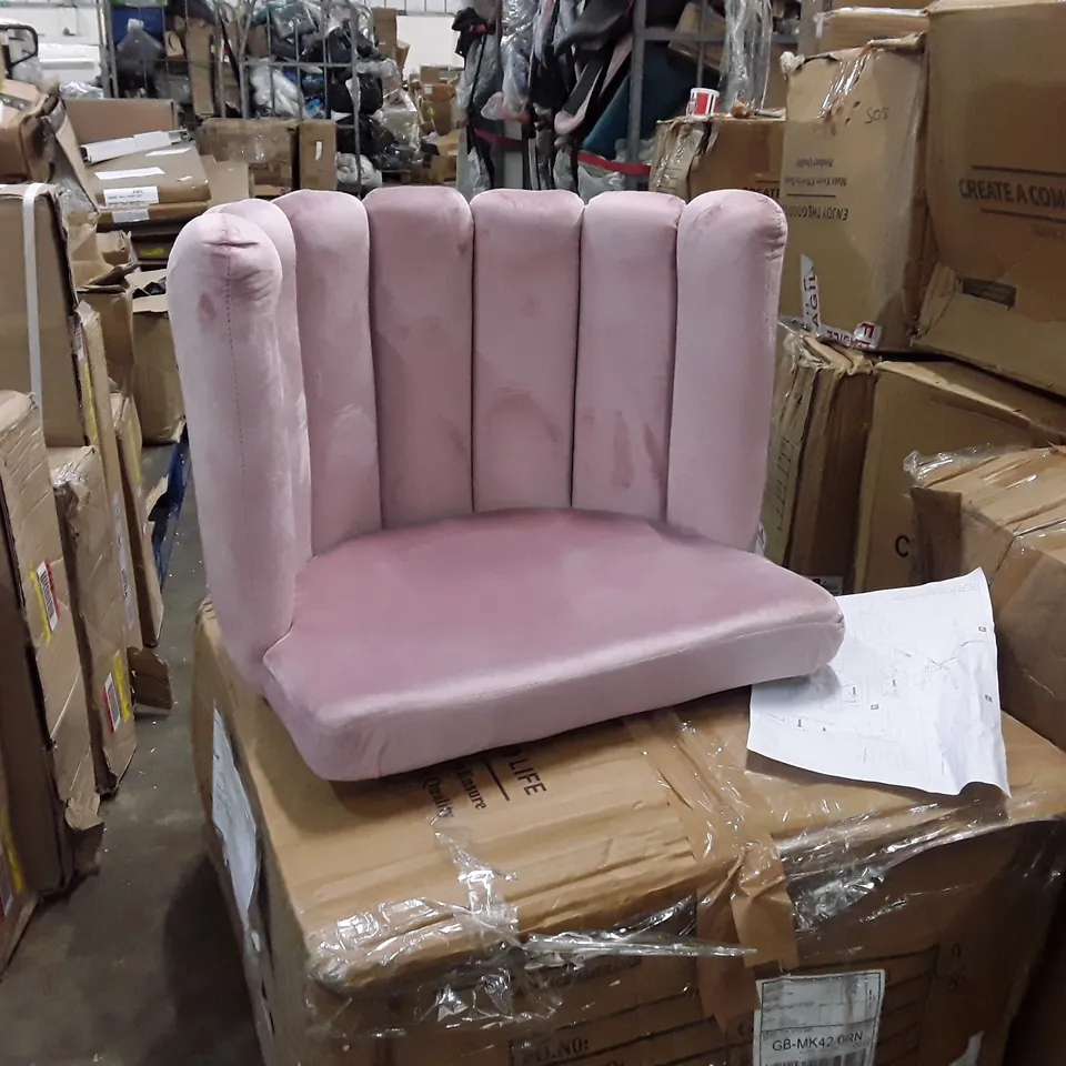 BOXED UPHOLSTERED FABRIC DINNING CHAIR -PINK (1 BOX)