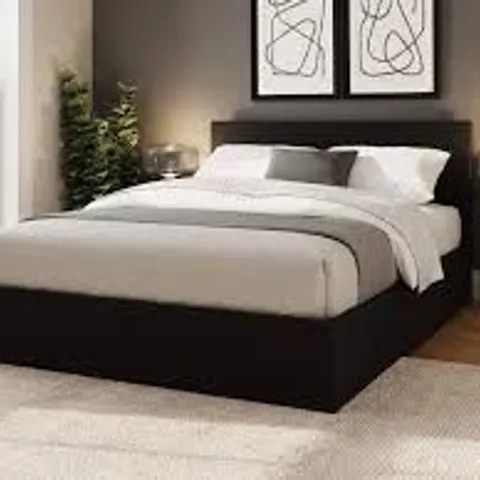 BOXED GFW 4' SMALL DOUBLE SIDE LIFT OTTOMAN BED - MATT BLACK (2 BOXES)