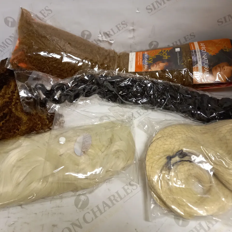 LOT OF APPROXIMATELY 25 ASSORTED WIGS & HAIR EXTENSIONS