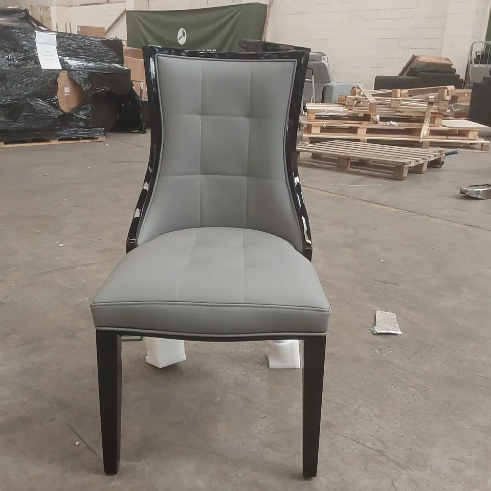 BOXED SET OF 2 DESIGNER FAUX LEATHER DINING CHAIRS