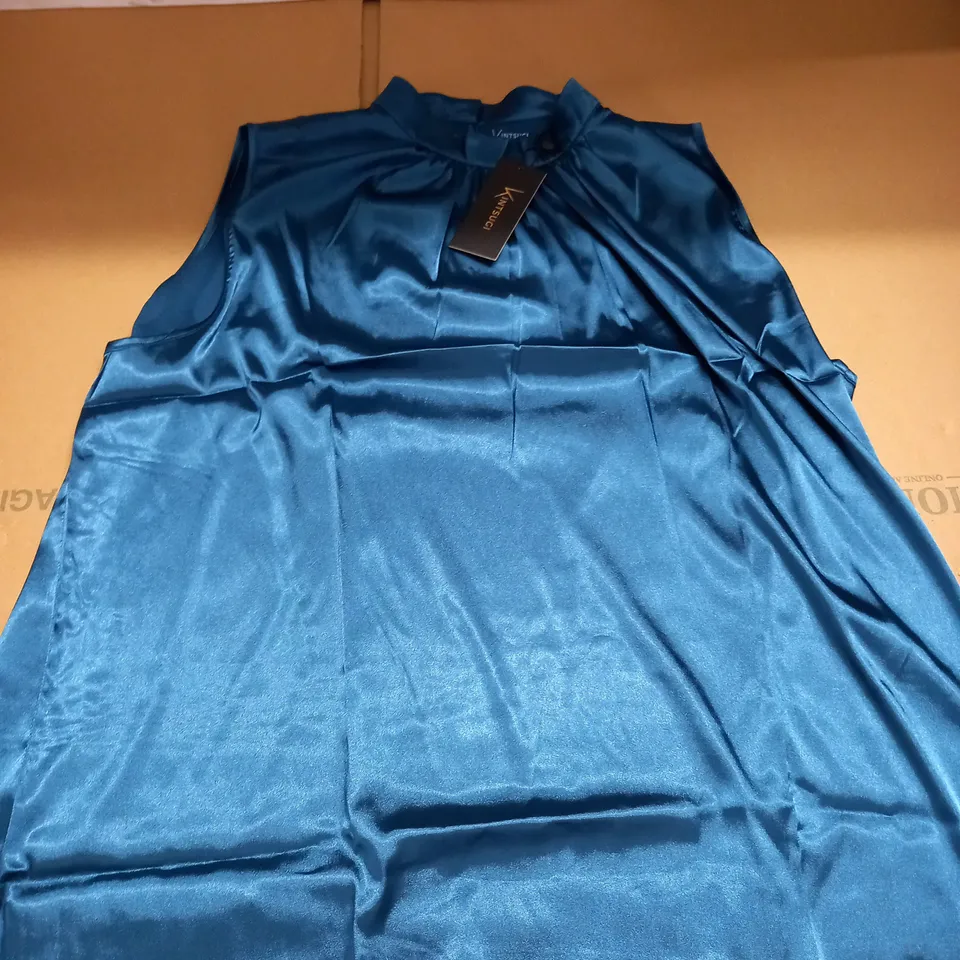 KINTSUGI WOMENS TEAL SLEEVELESS TOP WITH MAGNETIC FASTENING SIZE 20