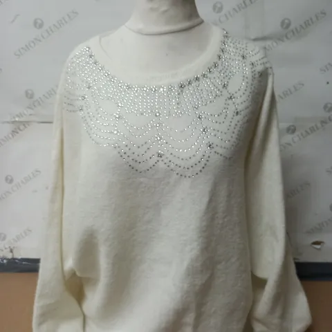 MONSOON EVIE EMBELLISHED JUMPER WINTER WHITE LARGE