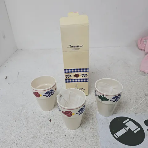 BOERENBON MILK MUGS – SET OF 3 CERAMIC MUGS WITH FLORAL BORDER
