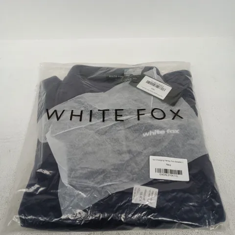 WHITE FOX NOT CHANGING HENLEY POLO SWEATER – NAVY, SIZE L