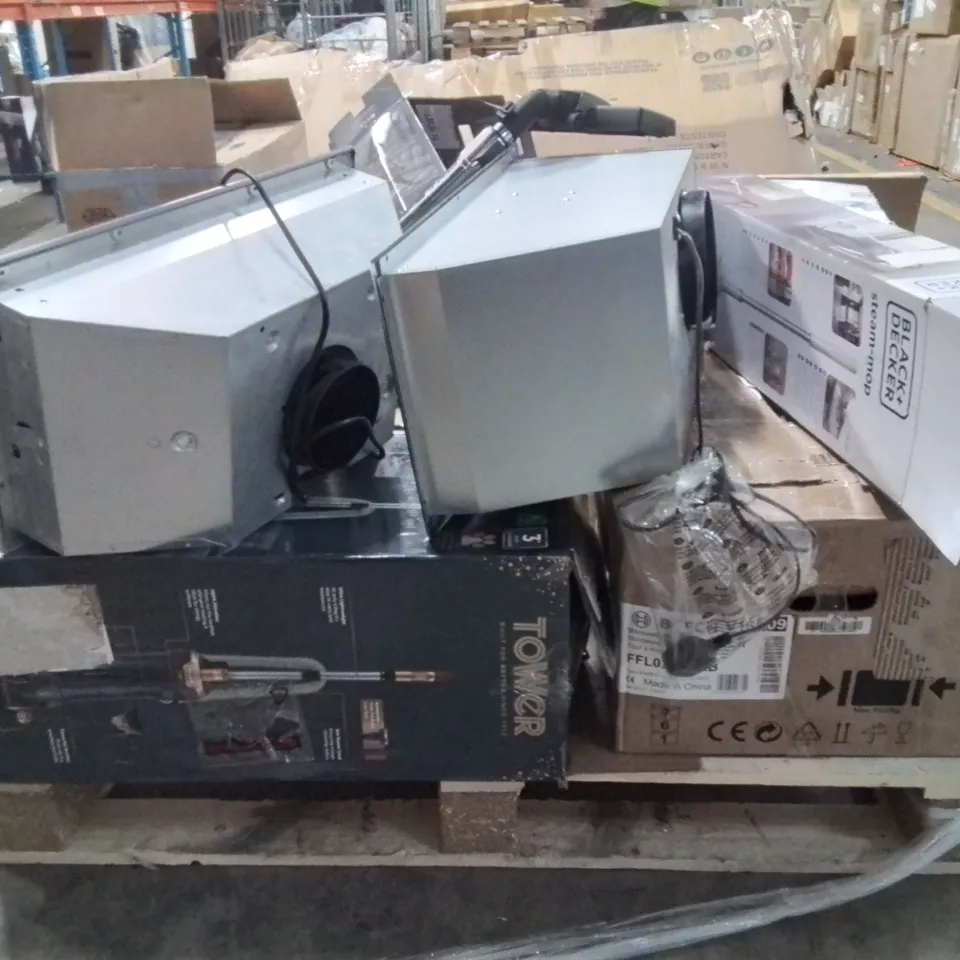 PALLET OF ASSORTED HOUSEHOLD GOODS TO INCLUDE;HOOVER,STEAM CLEANER,COOKER HOOD 
