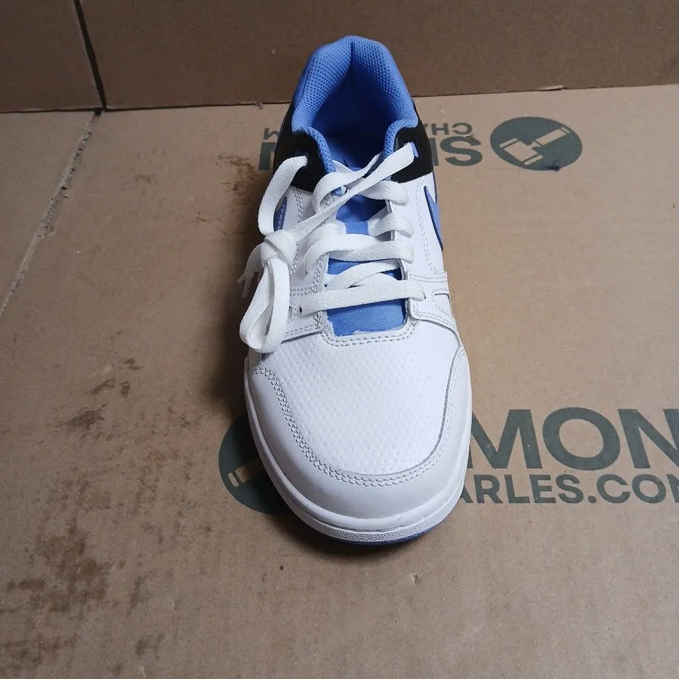 NIKE TRAINERS – WHITE WITH BLUE ACCENTS UK SIZE 6