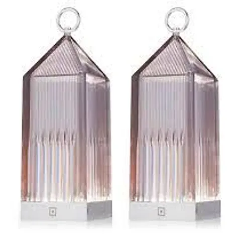 HOME STORIES SET OF 2 LED INDOOR / OUTDOOR LANTERN IN AMBER