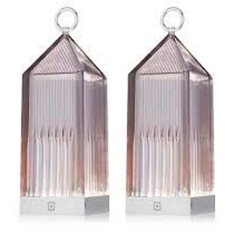 HOME STORIES SET OF 2 LED INDOOR / OUTDOOR LANTERN IN AMBER