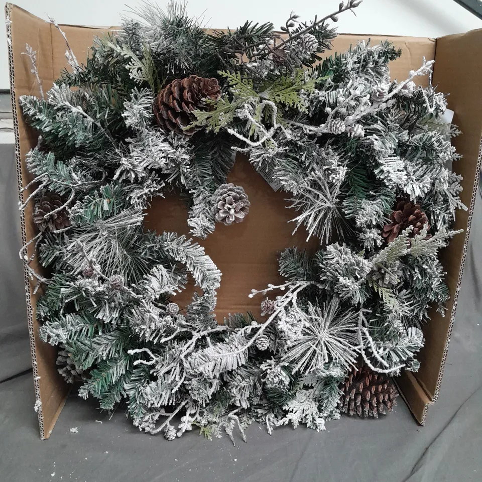 FROSTED CONE WREATH PRE LIT RRP £39.99