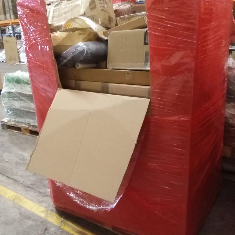 PALLET OF ASSORTED HOUSEHOLD GOODS AND PRODUCTS TO INCLUDE; FLATPACK FURNITURE ETC