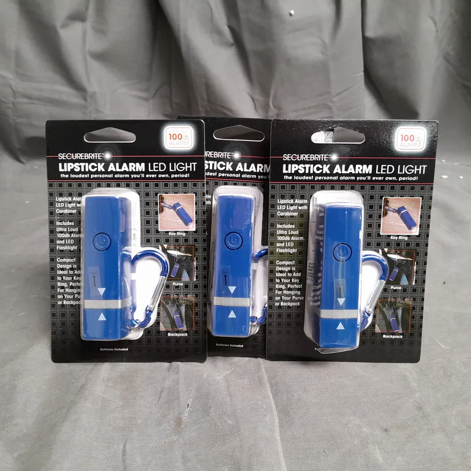 SET OF 3 SECUREBRITE LIPSTICK ALARM LED LIGHT IN BLUE
