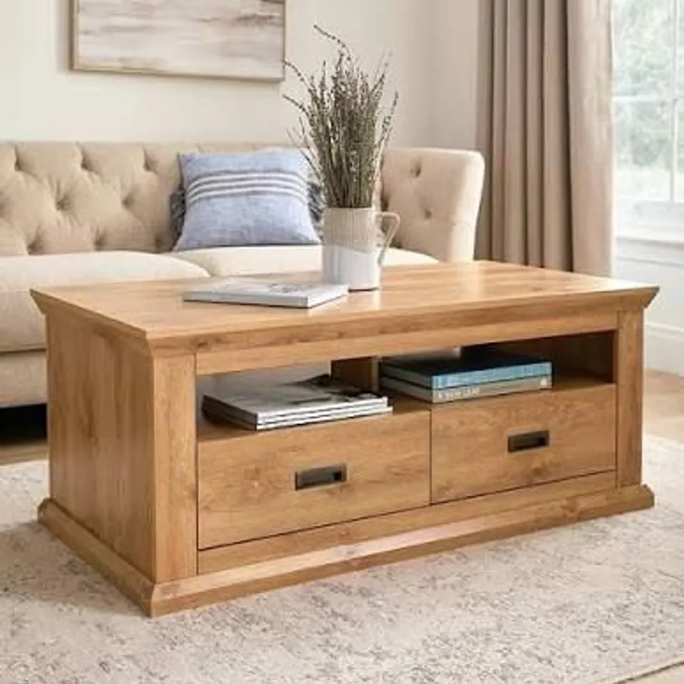 BOXED GRADE 1 CLIFTON RUSTIC OAK COFFEE TABLE (1 BOX)