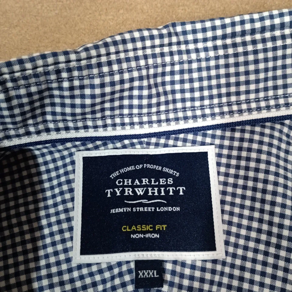 CHARLES TYRWHITT CLASSIC FIT NON-IRON SHIRT – NAVY & WHITE GINGHAM, XXXL